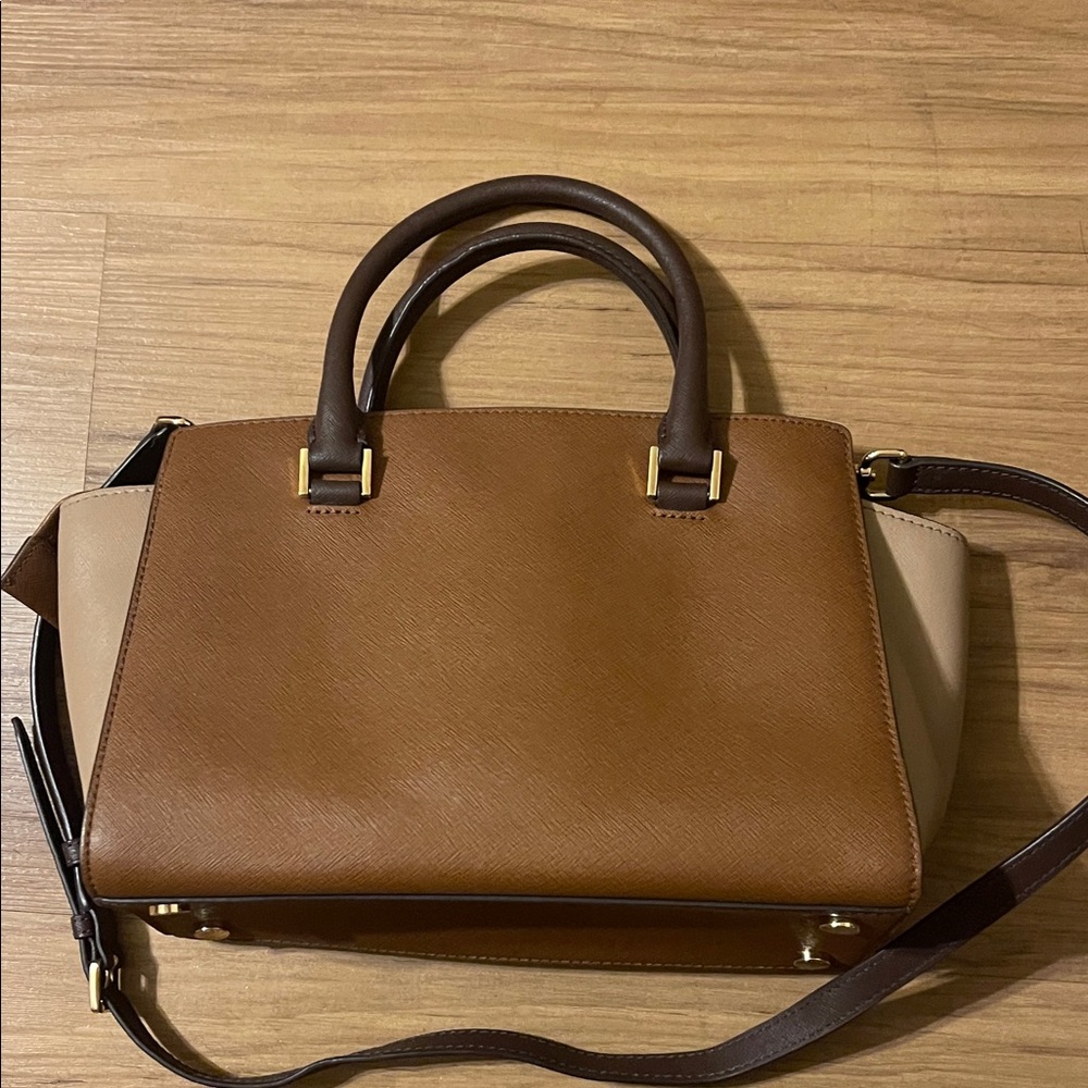 Michael Kors Two-Tone Brown and Cream Satchel - Picture 5 of 6